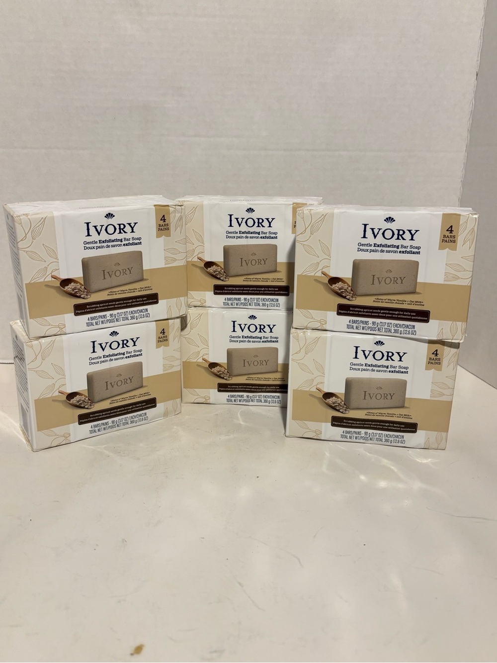 Gentle Exfoliating Bar Soap - Cream (4-Pack) Bundle of 6